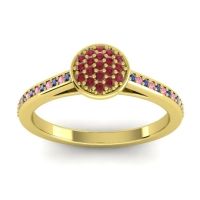 Ruby Fashion Ring In 14k Yellow Gold With Blue Sapphire And Pink Tourmaline – Jalaksa Simple Ring