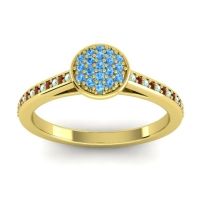 Swiss Blue Topaz Fashion Ring In 14k Yellow Gold With Aquamarine And Garnet – Jalaksa Simple Ring