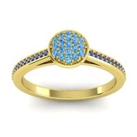Swiss Blue Topaz Fashion Ring In 14k Yellow Gold With Blue Sapphire – Jalaksa Simple Ring