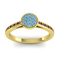 Swiss Blue Topaz Fashion Ring In 14k Yellow Gold With Ruby And Black Onyx – Jalaksa Simple Ring