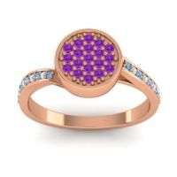 Amethyst Fashion Ring In 14K Rose Gold With Blue Sapphire And Aquamarine – Cakra Statement Ring