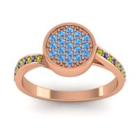 Blue Sapphire Fashion Ring In 18K Rose Gold With Peridot And Swiss Blue Topaz – Cakra Statement Ring