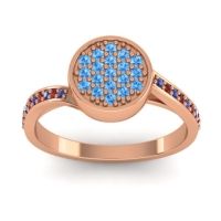 Blue Sapphire Fashion Ring In 14K Rose Gold With Swiss Blue Topaz And Garnet – Cakra Statement Ring