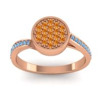 Citrine Fashion Ring In 14K Rose Gold With Blue Sapphire – Cakra Statement Ring