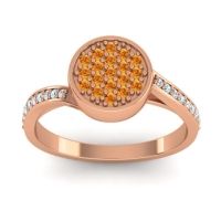 Citrine Fashion Ring In 14K Rose Gold With Lab Diamond And Aquamarine – Cakra Statement Ring