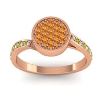 Citrine Fashion Ring In 14K Rose Gold With Lab Diamond And Peridot – Cakra Statement Ring