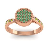 Emerald Fashion Ring In 14K Rose Gold With Lab Diamond And Peridot – Cakra Statement Ring