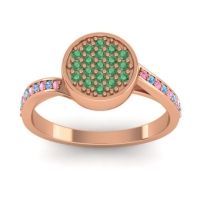 Emerald Fashion Ring In 14K Rose Gold With Pink Tourmaline And Blue Sapphire – Cakra Statement Ring