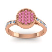 Pink Tourmaline Fashion Ring In 14K Rose Gold With Blue Sapphire And Aquamarine – Cakra Statement Ring