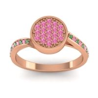Pink Tourmaline Fashion Ring In 14K Rose Gold With Emerald – Cakra Statement Ring