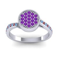 Amethyst Fashion Ring In 18k White Gold With Blue Sapphire And Ruby – Cakra Statement Ring