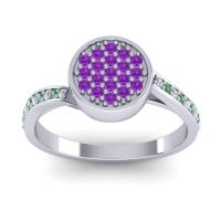 Amethyst Fashion Ring In Palladium With Lab Diamond And Emerald – Cakra Statement Ring