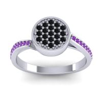 Black Onyx Fashion Ring In 18k White Gold With Amethyst – Cakra Statement Ring