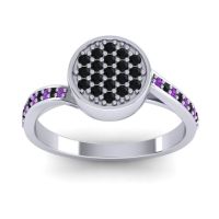 Black Onyx Fashion Ring In 18k White Gold With Amethyst – Cakra Statement Ring