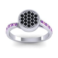 Black Onyx Fashion Ring In 18k White Gold With Amethyst And Pink Tourmaline – Cakra Statement Ring