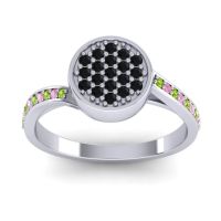 Black Onyx Fashion Ring In Platinum With Peridot And Pink Tourmaline – Cakra Statement Ring