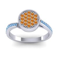Citrine Fashion Ring In 14k White Gold With Blue Sapphire – Cakra Statement Ring