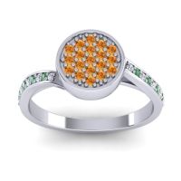 Citrine Fashion Ring In Palladium With Lab Diamond And Emerald – Cakra Statement Ring