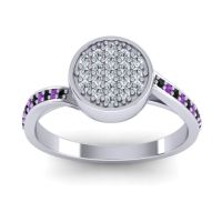 Lab Diamond Fashion Ring In 14k White Gold With Black Onyx And Amethyst – Cakra Statement Ring