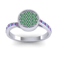 Emerald Fashion Ring In 18k White Gold With Amethyst And Blue Sapphire – Cakra Statement Ring