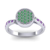 Emerald Fashion Ring In 14k White Gold With Lab Diamond And Amethyst – Cakra Statement Ring