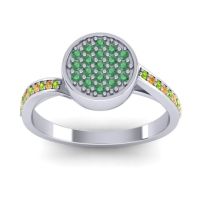 Emerald Fashion Ring In 14k White Gold With Peridot And Citrine – Cakra Statement Ring