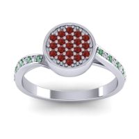 Garnet Fashion Ring In 14k White Gold With Emerald And Diamond – Cakra Statement Ring
