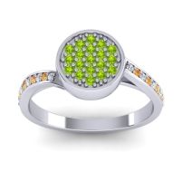 Peridot Fashion Ring In 14k White Gold With Lab Diamond And Citrine – Cakra Statement Ring