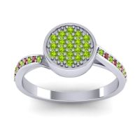 Peridot Fashion Ring In 18k White Gold With Ruby – Cakra Statement Ring