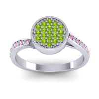 Peridot Fashion Ring In 14k White Gold With Pink Tourmaline And Lab Diamond – Cakra Statement Ring
