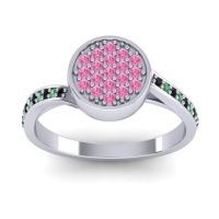 Pink Tourmaline Fashion Ring In 18k White Gold With Black Onyx And Emerald – Cakra Statement Ring