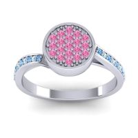 Pink Tourmaline Fashion Ring In 14k White Gold With Blue Sapphire And Aquamarine – Cakra Statement Ring