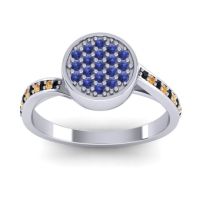 Swiss Blue Topaz Fashion Ring In 18k White Gold With Black Onyx And Citrine – Cakra Statement Ring