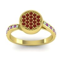 Garnet Fashion Ring In 18k Yellow Gold With Aquamarine And Amethyst – Cakra Statement Ring
