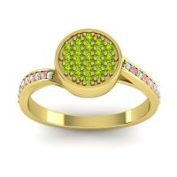 Peridot Fashion Ring In 14k Yellow Gold With Aquamarine And Pink Tourmaline – Cakra Statement Ring