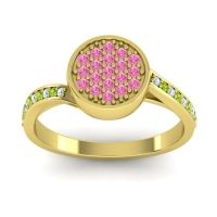 Pink Tourmaline Fashion Ring In 14k Yellow Gold With Aquamarine And Peridot – Cakra Statement Ring