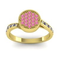 Pink Tourmaline Fashion Ring In 14k Yellow Gold With Lab Diamond And Swiss Blue Topaz – Cakra Statement Ring
