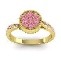 Pink Tourmaline Fashion Ring In 14k Yellow Gold With Lab Diamond – Cakra Statement Ring