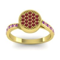 Ruby Fashion Ring In 14k Yellow Gold With Amethyst And Pink Tourmaline – Cakra Statement Ring