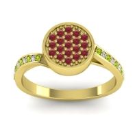 Ruby Fashion Ring In 14k Yellow Gold With Peridot And Diamond – Cakra Statement Ring