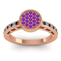 Amethyst Fashion Ring In 14K Rose Gold With Black Onyx And Blue Sapphire – Dipika Statement Ring