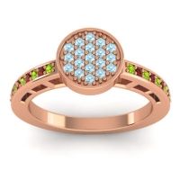 Aquamarine Fashion Ring In 14K Rose Gold With Peridot And Garnet – Dipika Statement Ring