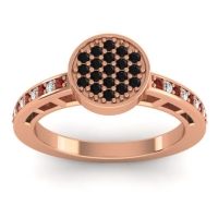 Black Onyx Fashion Ring In 14K Rose Gold With Garnet And Diamond – Dipika Statement Ring