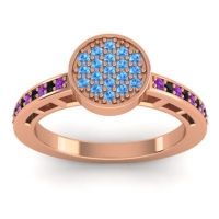 Blue Sapphire Fashion Ring In 14K Rose Gold With Amethyst And Black Onyx – Dipika Statement Ring