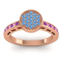 Blue Sapphire Fashion Ring In 14K Rose Gold With Amethyst And Pink Tourmaline – Dipika Statement Ring