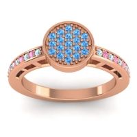 Blue Sapphire Fashion Ring In 14K Rose Gold With Aquamarine And Pink Tourmaline – Dipika Statement Ring