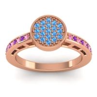 Blue Sapphire Fashion Ring In 14K Rose Gold With Pink Tourmaline And Amethyst – Dipika Statement Ring
