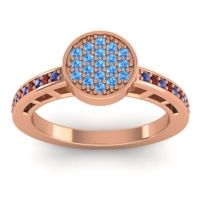 Blue Sapphire Fashion Ring In 14K Rose Gold With Swiss Blue Topaz And Garnet – Dipika Statement Ring