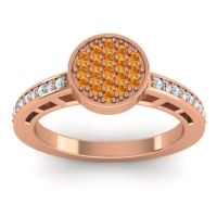 Citrine Fashion Ring In 14K Rose Gold With Aquamarine And Lab Diamond – Dipika Statement Ring