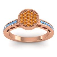 Citrine Fashion Ring In 14K Rose Gold With Blue Sapphire – Dipika Statement Ring